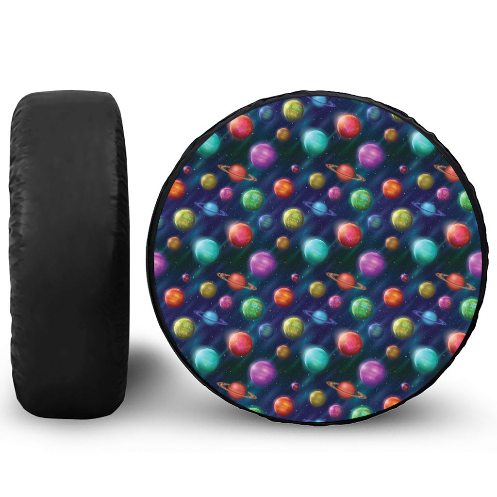Fantastic Planets Pattern Print Leather Spare Tire Cover