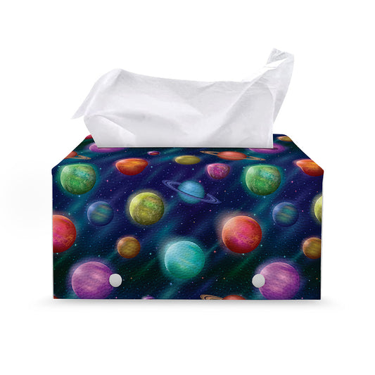 Fantastic Planets Pattern Print Leather Tissue Box Cover