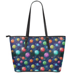 Fantastic Planets Pattern Print Leather Tote Bag