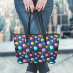 Fantastic Planets Pattern Print Leather Tote Bag