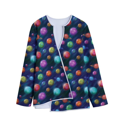 Fantastic Planets Pattern Print Long Sleeve Short Coat