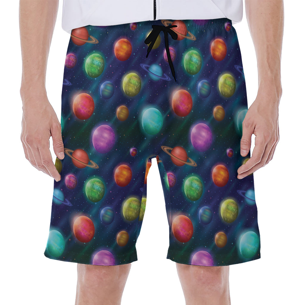 Fantastic Planets Pattern Print Men's Beach Shorts