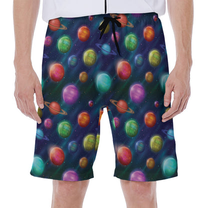 Fantastic Planets Pattern Print Men's Beach Shorts