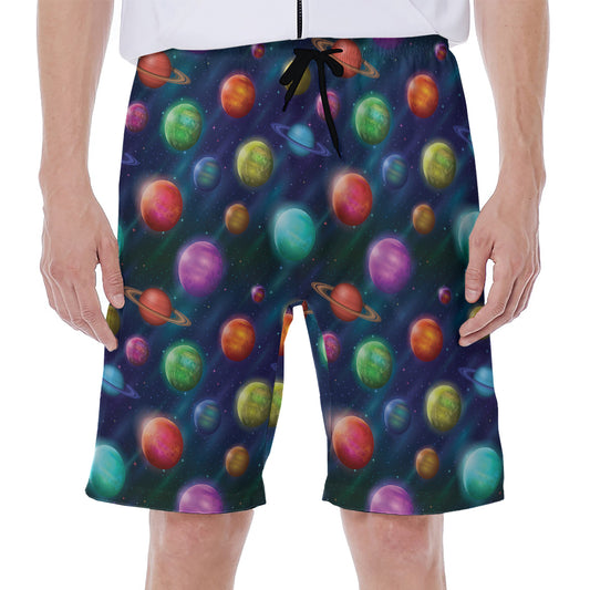 Fantastic Planets Pattern Print Men's Beach Shorts