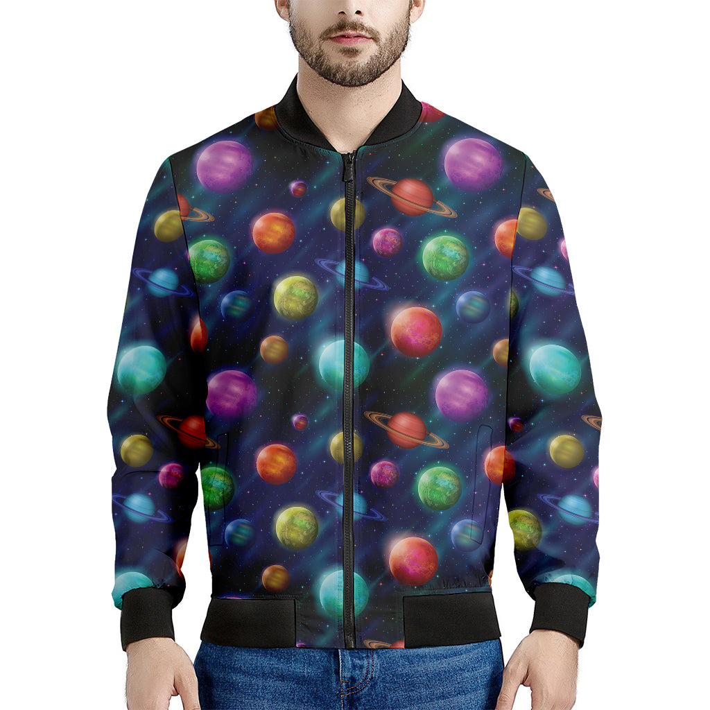 Fantastic Planets Pattern Print Men's Bomber Jacket