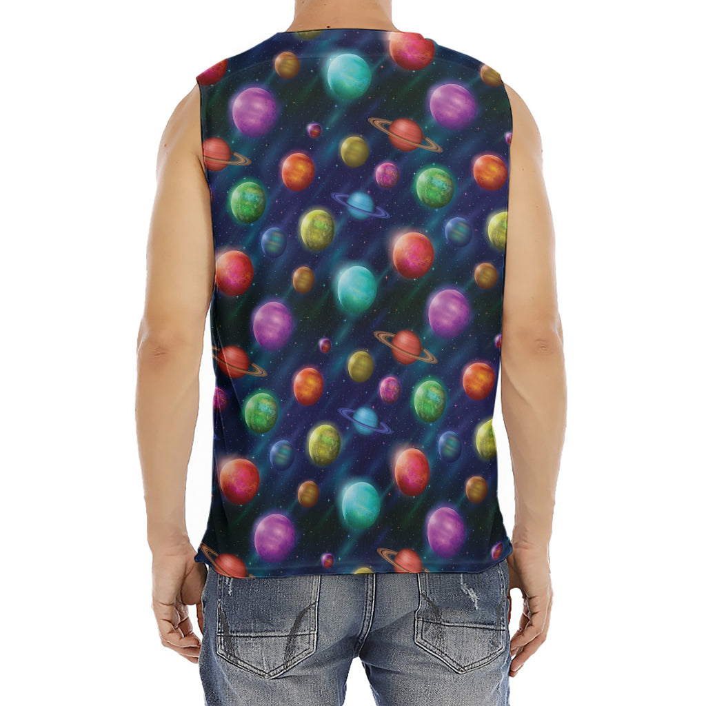 Fantastic Planets Pattern Print Men's Fitness Tank Top