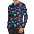 Fantastic Planets Pattern Print Men's Long Sleeve Rash Guard