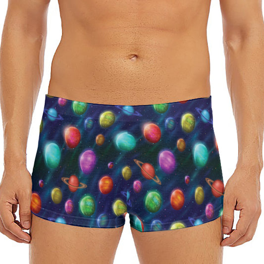 Fantastic Planets Pattern Print Men's Short Boxer Briefs