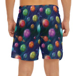 Fantastic Planets Pattern Print Men's Split Running Shorts