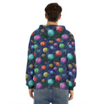 Fantastic Planets Pattern Print Men's Velvet Pullover Hoodie