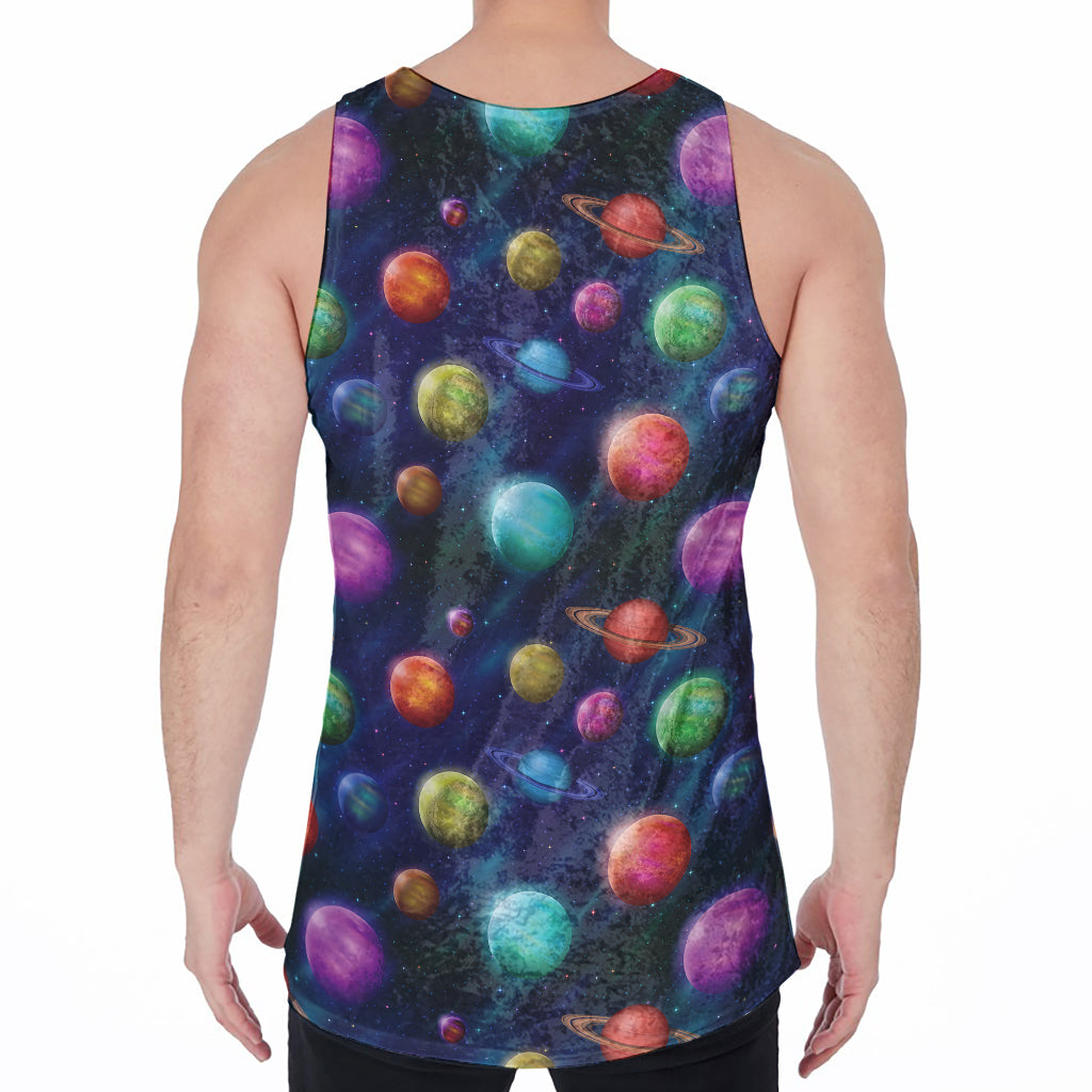 Fantastic Planets Pattern Print Men's Velvet Tank Top