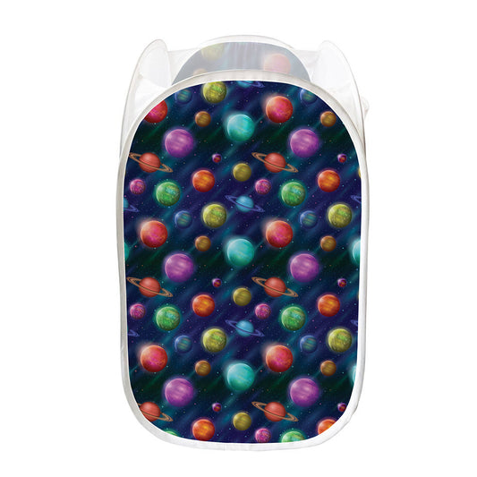 Fantastic Planets Pattern Print Mesh Laundry Hamper