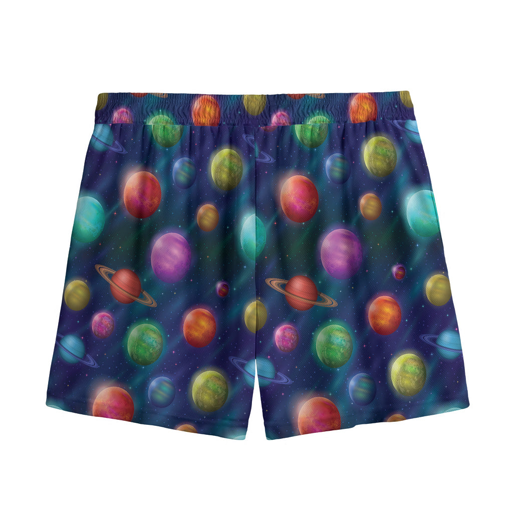 Fantastic Planets Pattern Print Mesh Shorts