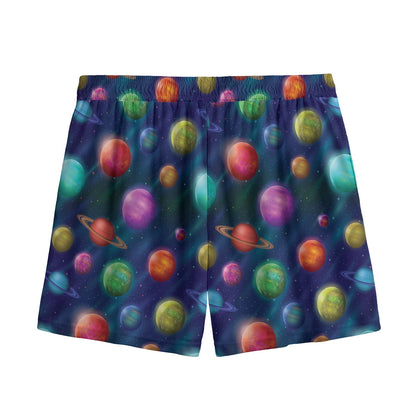 Fantastic Planets Pattern Print Mesh Shorts