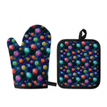 Fantastic Planets Pattern Print Oven Mitt And Pot Holder Set