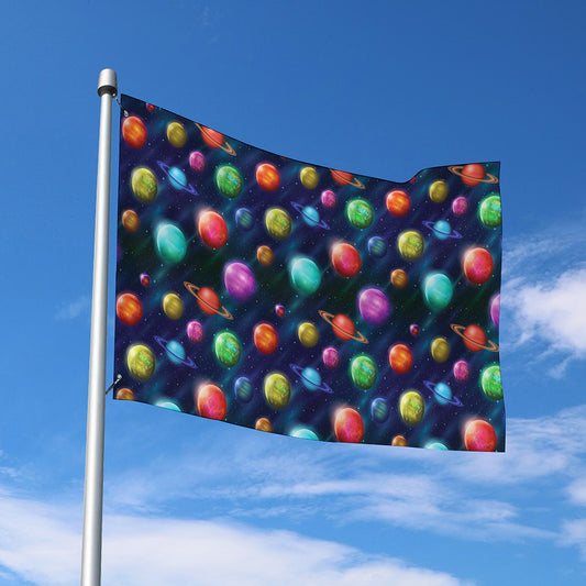 Fantastic Planets Pattern Print Polyester Flag