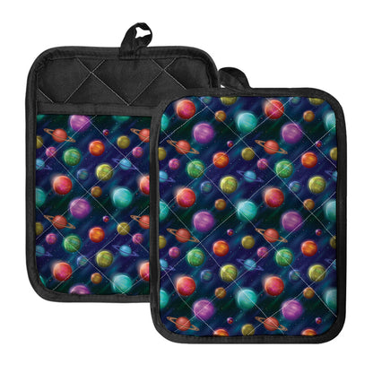 Fantastic Planets Pattern Print Pot Holders With Pocket