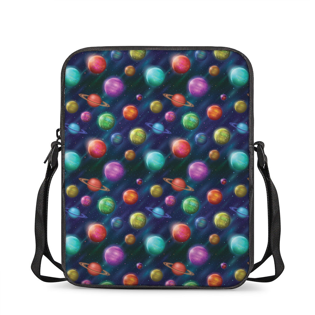 Fantastic Planets Pattern Print Rectangular Crossbody Bag