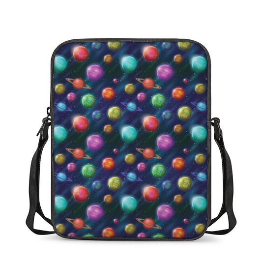 Fantastic Planets Pattern Print Rectangular Crossbody Bag