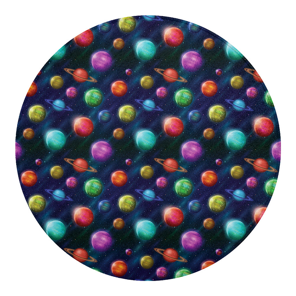 Fantastic Planets Pattern Print Round Blanket