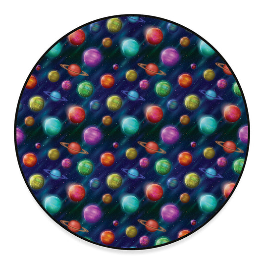 Fantastic Planets Pattern Print Round Floor Mat