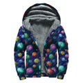 Fantastic Planets Pattern Print Sherpa Lined Zip Up Hoodie