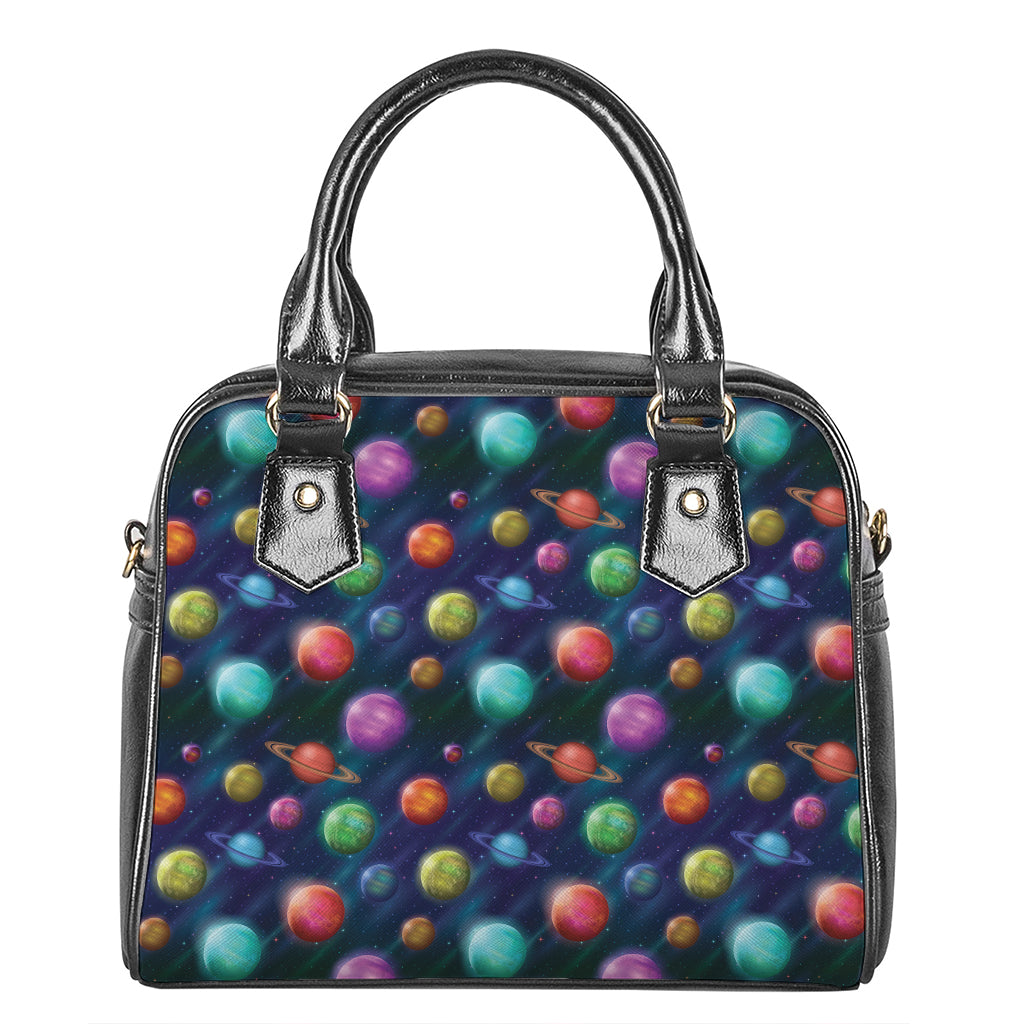 Fantastic Planets Pattern Print Shoulder Handbag
