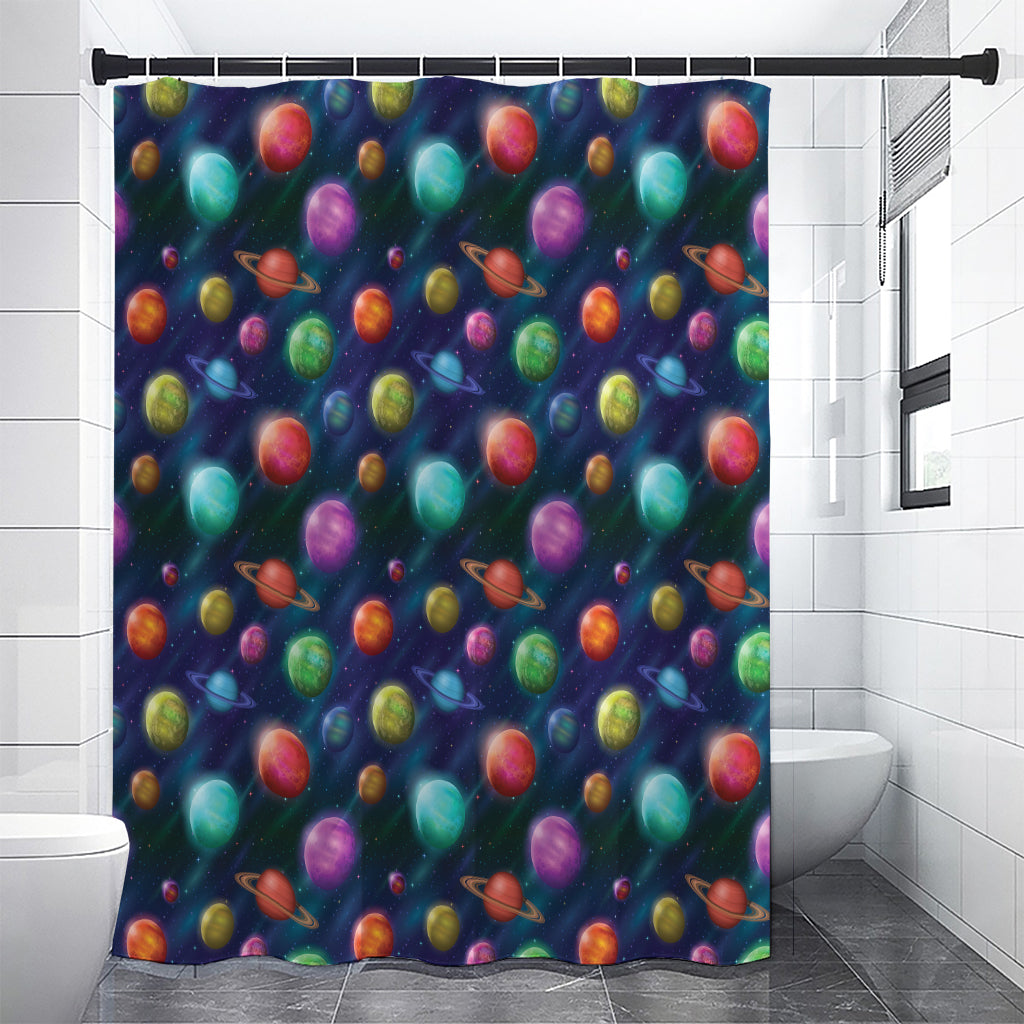 Fantastic Planets Pattern Print Shower Curtain