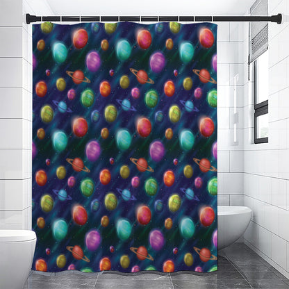 Fantastic Planets Pattern Print Shower Curtain