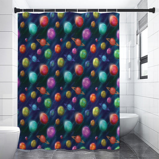 Fantastic Planets Pattern Print Shower Curtain