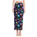 Fantastic Planets Pattern Print Side Slit Maxi Skirt