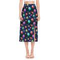 Fantastic Planets Pattern Print Side Slit Midi Skirt