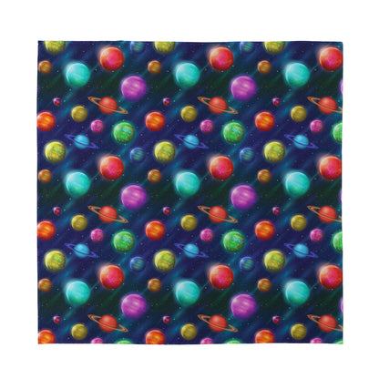 Fantastic Planets Pattern Print Silk Bandana