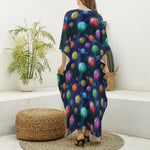 Fantastic Planets Pattern Print Silk V-Neck Kaftan Dress