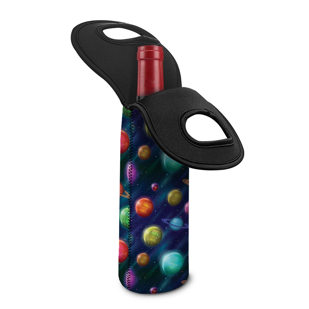 Fantastic Planets Pattern Print Single Neoprene Wine Tote
