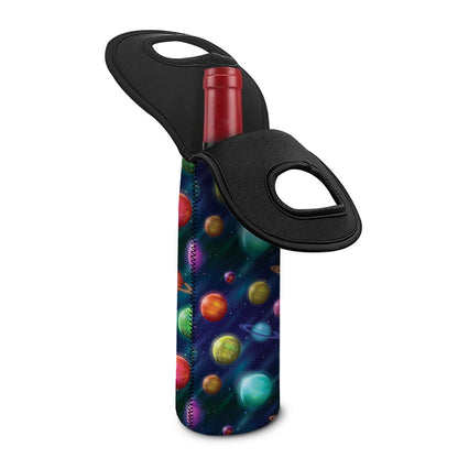 Fantastic Planets Pattern Print Single Neoprene Wine Tote