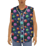 Fantastic Planets Pattern Print Sleeveless Baseball Jersey