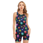 Fantastic Planets Pattern Print Sleeveless One Piece Swimsuit
