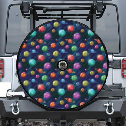Fantastic Planets Pattern Print Tire Cover With Camera Hole