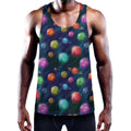 Fantastic Planets Pattern Print Men's Workout Tank Top