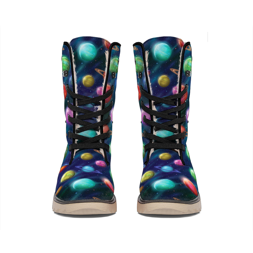 Fantastic Planets Pattern Print Winter Boots