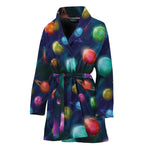 Fantastic Planets Pattern Print Women's Bathrobe