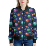 Fantastic Planets Pattern Print Women's Bomber Jacket