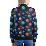 Fantastic Planets Pattern Print Women's Bomber Jacket