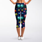 Fantastic Planets Pattern Print Women's Capri Leggings