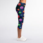 Fantastic Planets Pattern Print Women's Capri Leggings