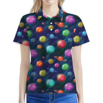 Fantastic Planets Pattern Print Women's Polo Shirt