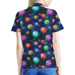 Fantastic Planets Pattern Print Women's Polo Shirt