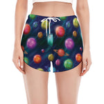 Fantastic Planets Pattern Print Women's Split Running Shorts