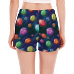 Fantastic Planets Pattern Print Women's Split Running Shorts